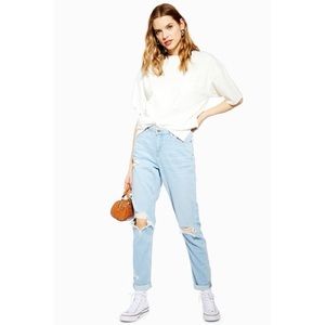 Topshop Bleach Rip Boyfriend Slim Jeans